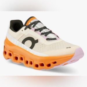 On Cloudmonster in Fawn/Tumeric, women’s size 7